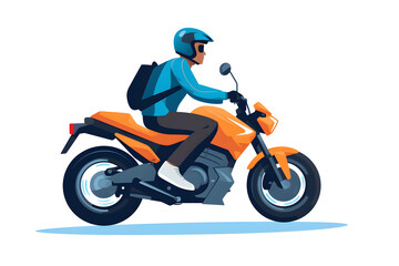 Fototapeta na wymiar a man in a helmet riding on a yellow motorbike