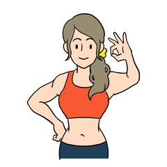 Fototapeta premium オッケーサインを出す女性のパーソナルトレーナー