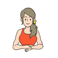 両手を前に組む女性のパーソナルトレーナー