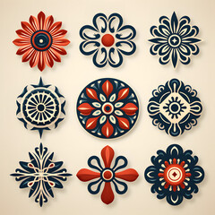 a set of eight different color flower logos