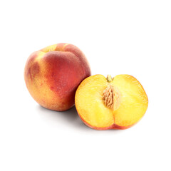 Naklejka na ściany i meble Sweet peaches on white background