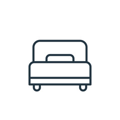 Plakat single bed icon from outline hotel collection. Thin line icons such as bed, single icons vector. Linear symbol for use on web and mobile apps, logo, print media.