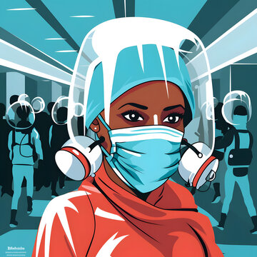 Clipart of a nurse participating in a disaster preparedness drill at the hospital Generative AI