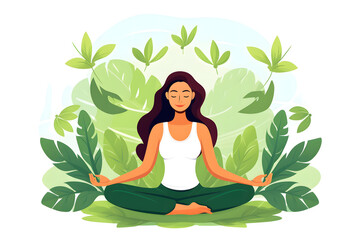 Obraz na płótnie Canvas a woman is meditating and yoga in a meditation pose