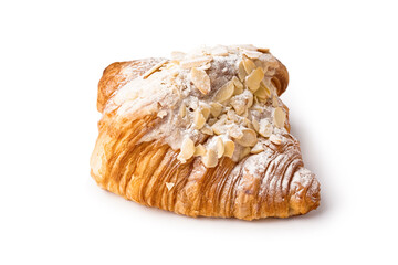 Tasty sweet croissant isolated on white background