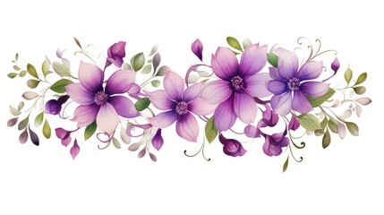 Flower watercolor purple ornament for wedding template