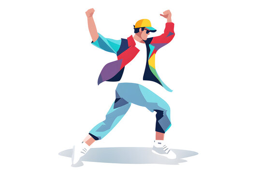the young man is wearing colorful clothing and dancing