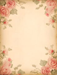 there is a pink rose frame with flowers