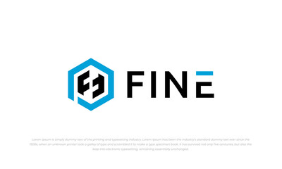 logo F monogram style in hexagon shape