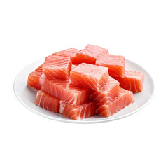 salmon on plate on transparent background Remove png created with Generative AI, Clipping Path