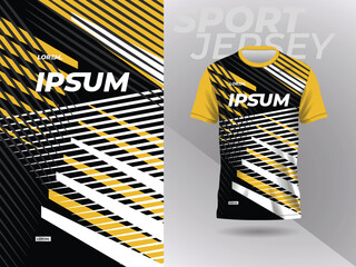 yellow black shirt sport jersey mockup template design for soccer, football, racing, gaming, motocross, cycling, and running 