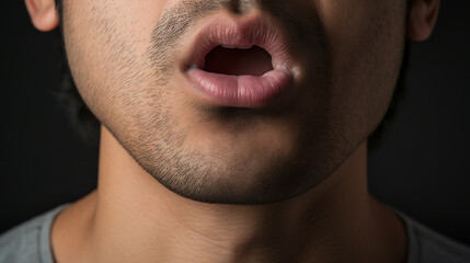 Obraz premium 話す男性の口元