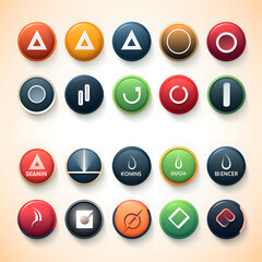 a set of colorful buttons on white background