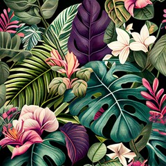 Nature's Canvas A Textile Pattern from the Fresh Botanical Garden, Generative AI 