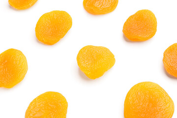 Tasty dried apricots on white background