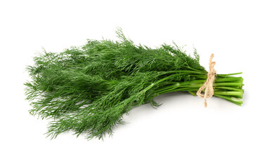 Bunch of fresh dill on white background