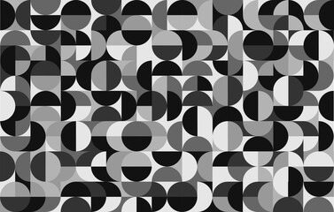 Grayscale geometric flat circle memphis abstract background