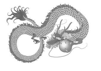 Obraz premium 龍（辰）の玉を持っているベクターイラスト