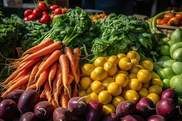 Fototapeta na wymiar Flavor Fair: Colors and Freshness of Vegetables, generative IA