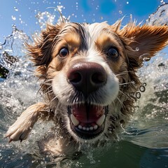 Humorous Caricature of Cat Swimming Underwater , Generative Ai