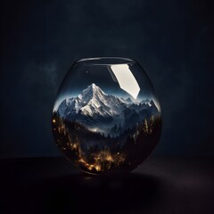 glass sphere on black background