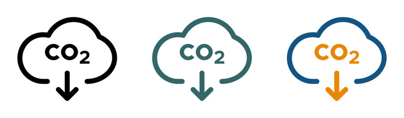 CO2 emissions vector icons set