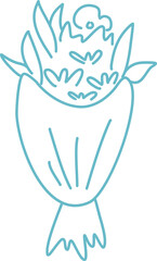 bouquet flower and leaves line art ornament