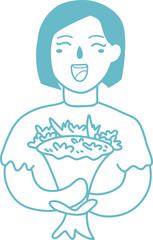 young female character holding bouquet