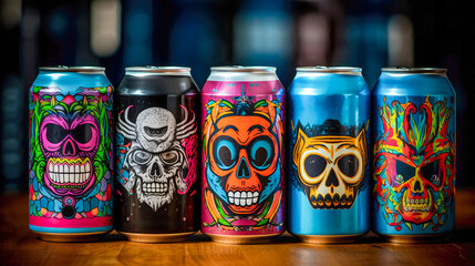 Flight of Craft Beer Cans