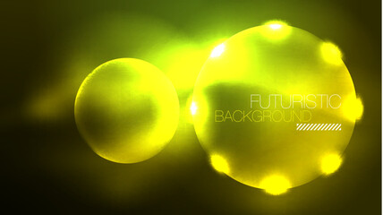 Neon glowing circles, magic energy space light concept, abstract background wallpaper design