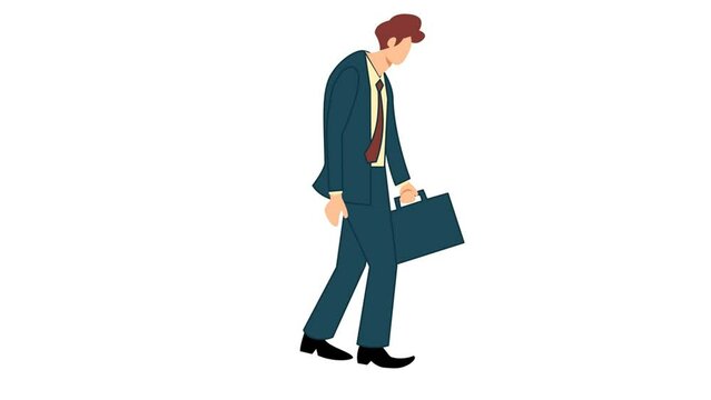 businessman carrying bag walking glumly