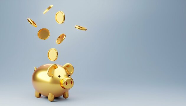 piggy bank and gold coin