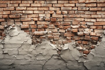 The foundation of the building and the wall made of bricks have a significant and noticeable crack.