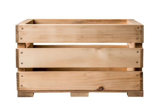 Empty wooden crate isolated on transparent background