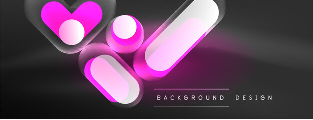 Glowing round shapes abstract background. Template for wallpaper, banner, presentation, background