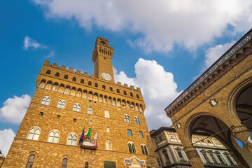 View of Palazzo Vecchio in downtown Florence, Italy