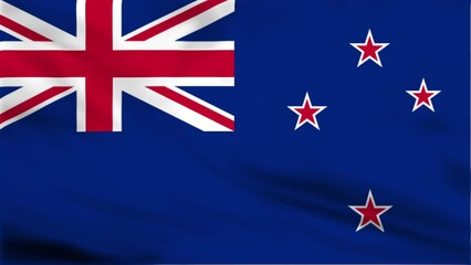 flag of the New Zealand with fabric structure; looping - 4k HD footage - Powered by Adobe