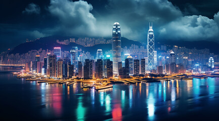 Night view of victoria harbor, hong Kong