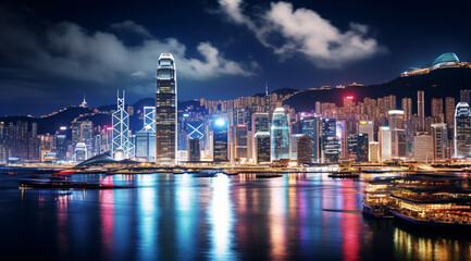 Night view of victoria harbor, hong Kong