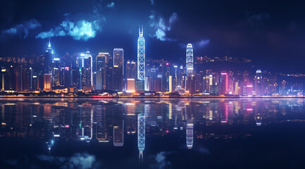 Night view of victoria harbor, hong Kong