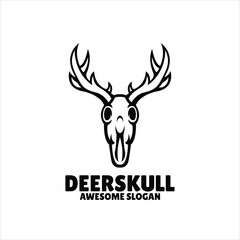 deer skull simple mascot logo design