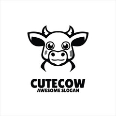 cow simple mascot logo design illustration
