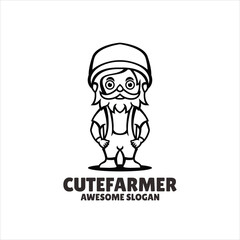 farmer simple mascot logo design illustration