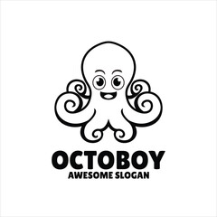 octopus simple mascot logo design illustration