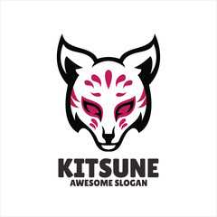 kitsune simple mascot logo design illustration