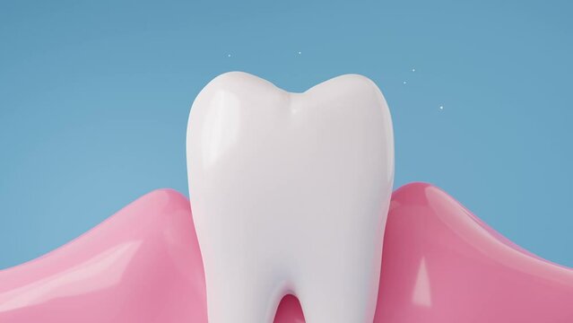 toothpaste and teeth whitening product, particle of fluoride or toothpaste ingredient turning yellow teeth to white. 3D rendering.