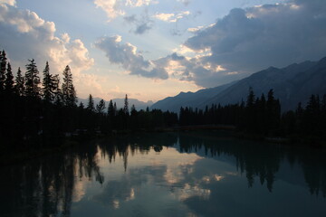 Sunset On Bow River, Banff National Park, Alberta