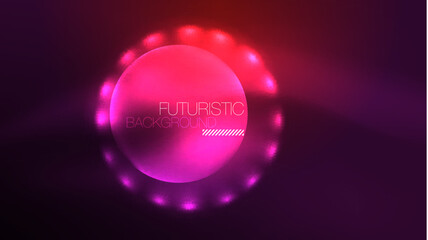 Circles with bright neon shiny light effects, abstract background wallpaper design