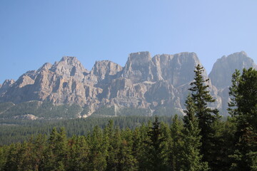 Fototapeta na wymiar Hazy Over Castle Mountain, Banff National Park, Alberta
