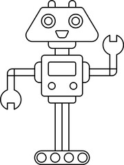 Mechanical Robot Outline Illustration Vector